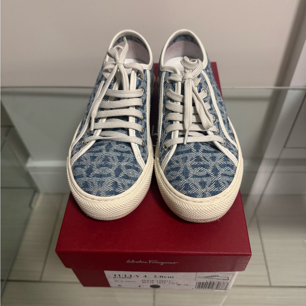 Salvatore Ferragamo Denim Fabric Sneakers